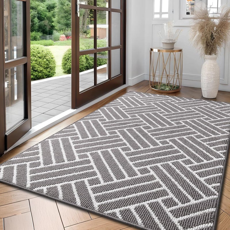 OLANLY Large Indoor Door Mat, 71x47 Inch, Dirt Resistant and Absorbent, Non-Slip Rubber Backing Floor Mats, Easy Clean Low-Profile Doormat for Entryway, Front Door, and Inside Entrance, Grey - Image 1